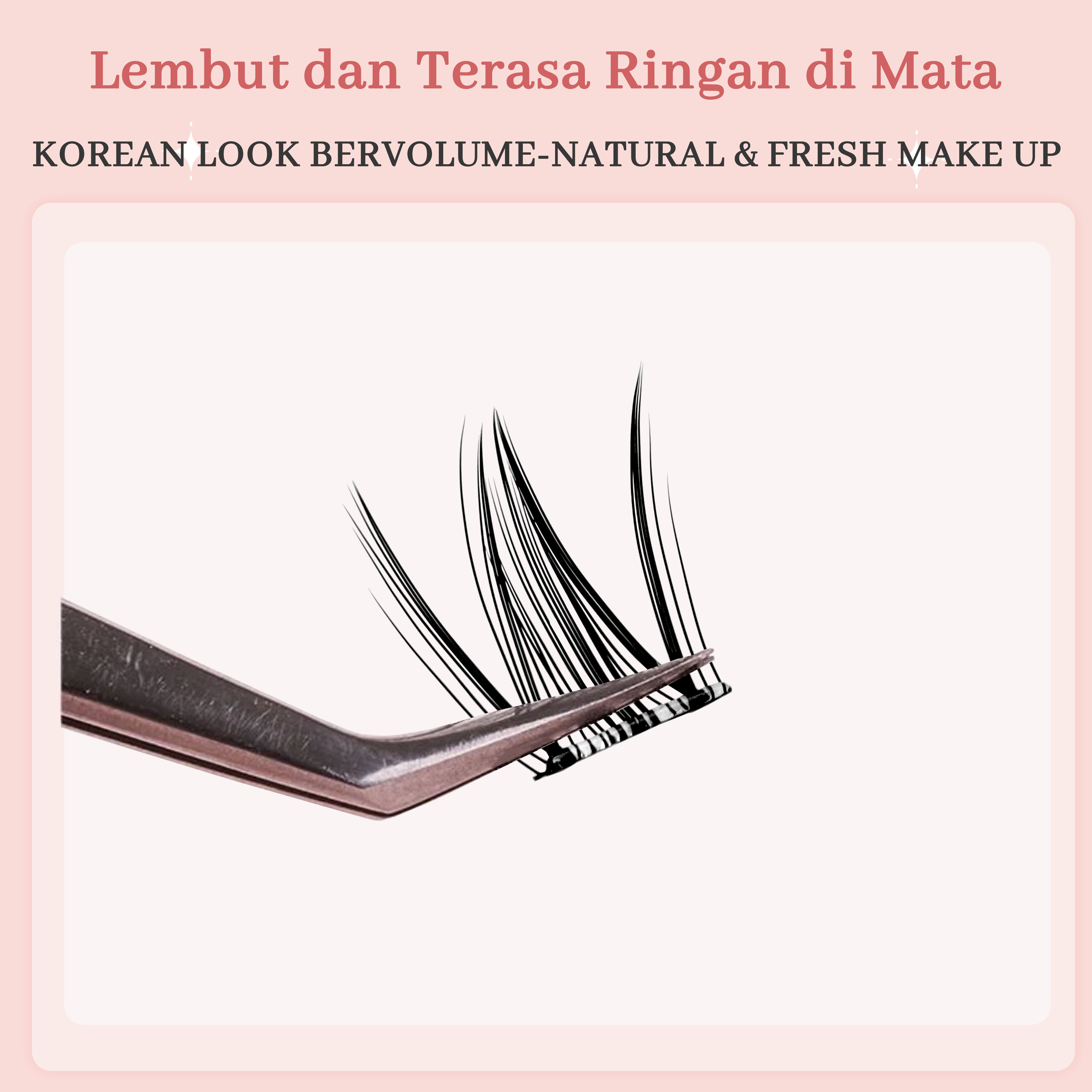 [Langsung Tempel] MLAN B15 Lotus / Open Eye Lash Bulu Mata + Pinset Pink Bulumata Palsu Serat Kapas Hitam Pekat C Curl 12mm Thumbnail 4
